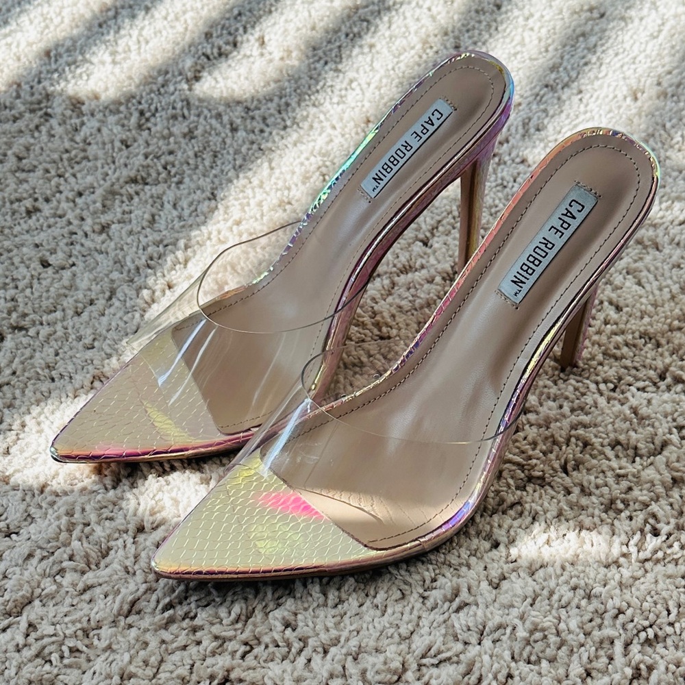 Cape Robbin Iridescent Snake Clear Mules Size 7.5 fits like an 9 - Picture 7 of 8